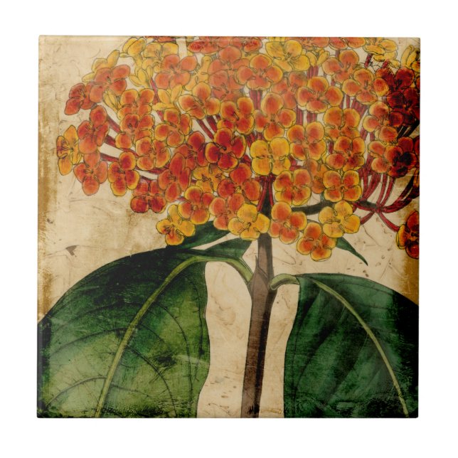 Vibrant Floral I Ceramic Tile (Front)