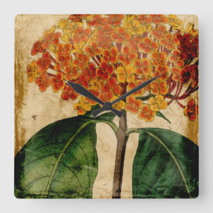 Vibrant Floral I Square Wall Clock