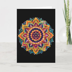 Vibrant Floral Mandala Chakra Circular Symmetry Card