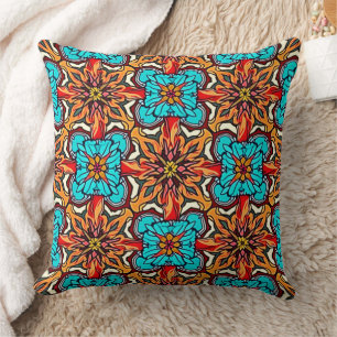 Vibrant Floral Mandala Repeat Art Cushion