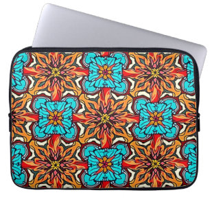 Vibrant Floral Mandala Repeat Art Laptop Sleeve