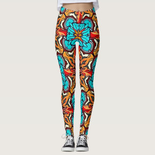Vibrant Floral Mandala Repeat Art Leggings