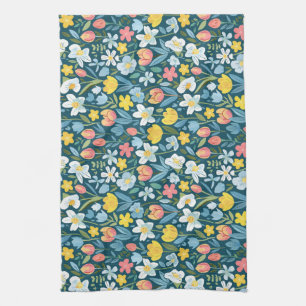 Vibrant Floral Medley Tea Towel