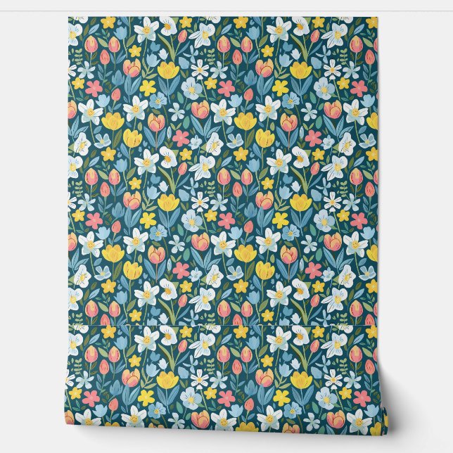 Vibrant Floral Medley Wallpaper (Unrolling)