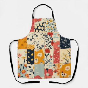 Vibrant Floral Patchwork Quilt in Warm Tones Apron