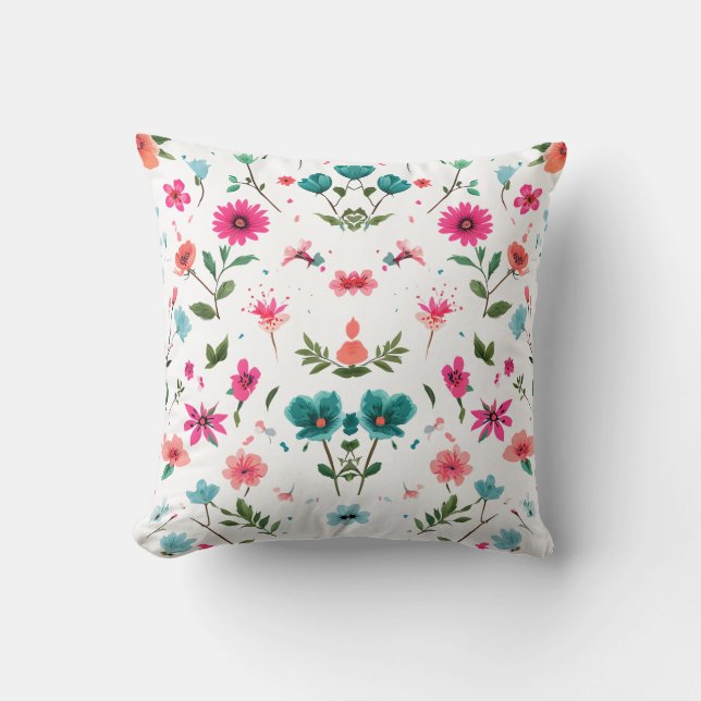 Vibrant Floral Pattern Art Cushion (Front)