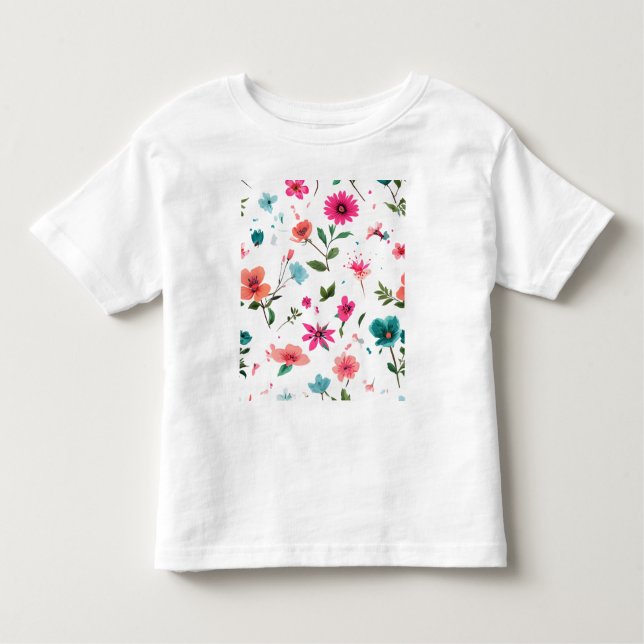 Vibrant Floral Pattern Art Toddler T-Shirt (Front)