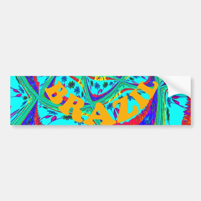 Vibrant Floral Pattern: Brazilian Tribute Eat Love Bumper Sticker (Front)