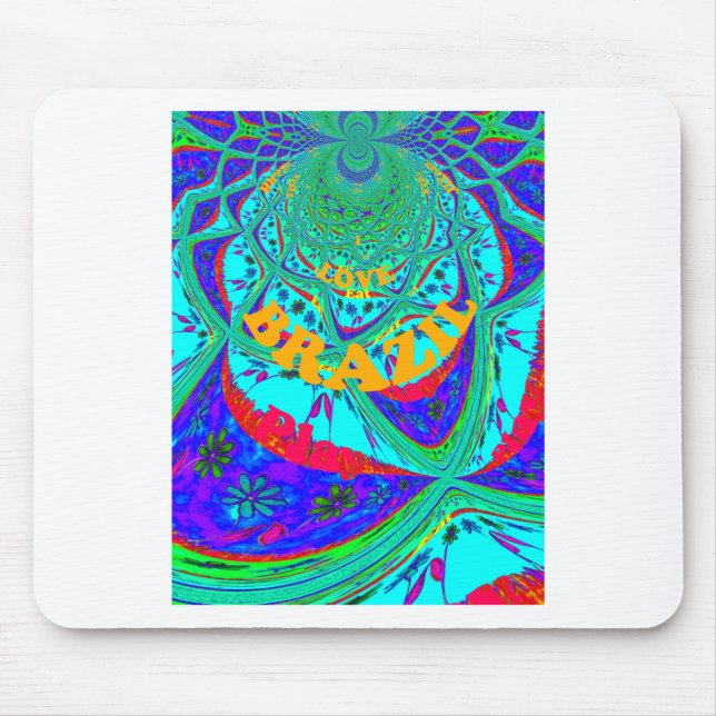 Vibrant Floral Pattern: Brazilian Tribute Eat Love Mouse Pad (Front)