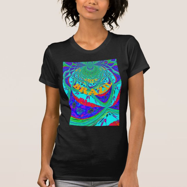 Vibrant Floral Pattern: Brazilian Tribute Eat Love T-Shirt (Front)