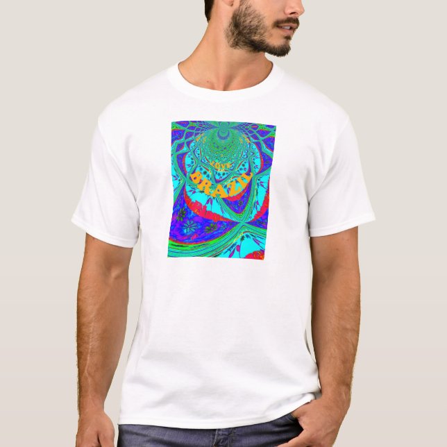 Vibrant Floral Pattern: Brazilian Tribute Eat Love T-Shirt (Front)