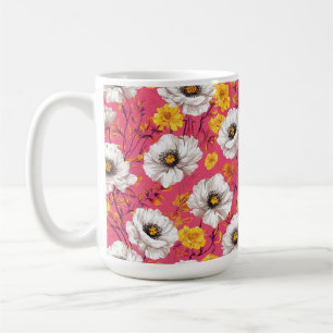 Vibrant floral pattern coffee mug