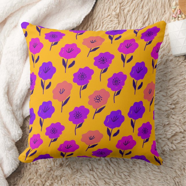 Vibrant Floral Pattern Cushion (Blanket)