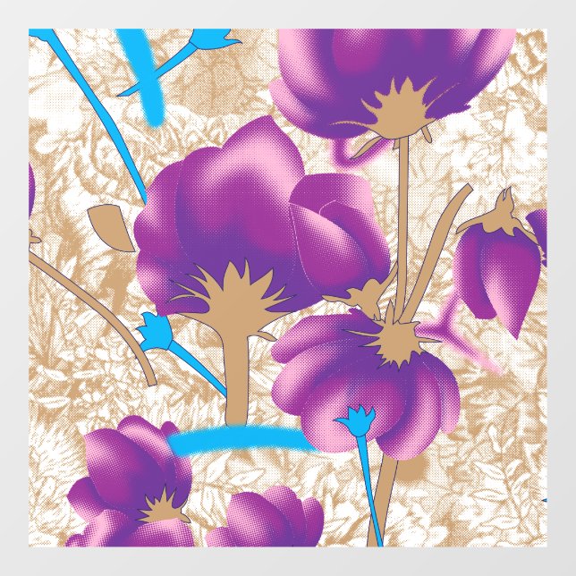 Vibrant floral pattern featuring purple and blue f (Sheet)