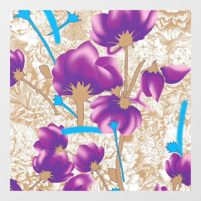 Vibrant floral pattern featuring purple and blue f (Sheet)