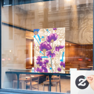 Vibrant floral pattern featuring purple and blue f