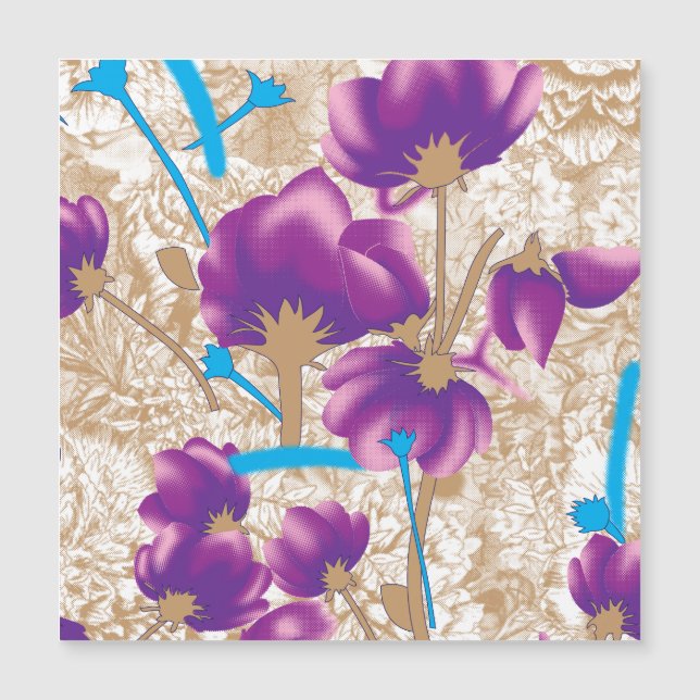 Vibrant floral pattern featuring purple and blue f (Front)