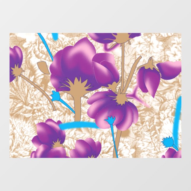 Vibrant floral pattern featuring purple and blue f (Sheet)