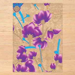 Vibrant floral pattern featuring purple and blue f acrylic invitations