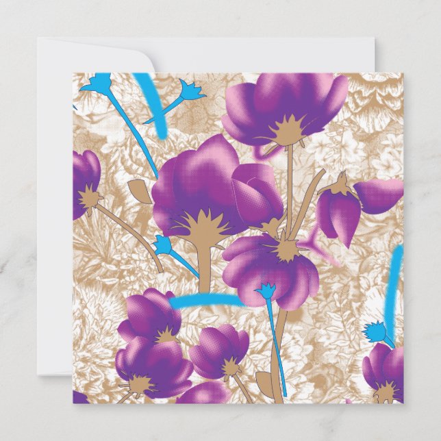 Vibrant floral pattern featuring purple and blue f card (Front)