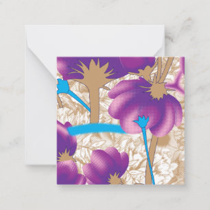 Vibrant floral pattern featuring purple and blue f card