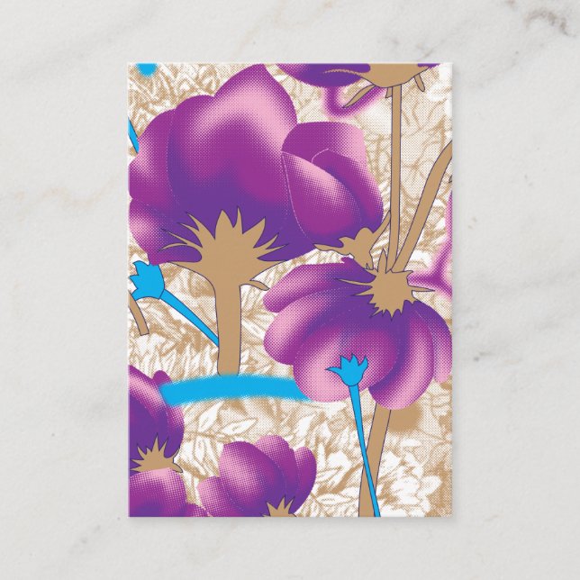 Vibrant floral pattern featuring purple and blue f enclosure card (Front)