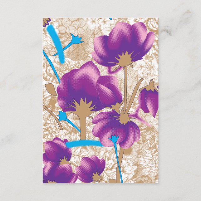 Vibrant floral pattern featuring purple and blue f enclosure card (Front)