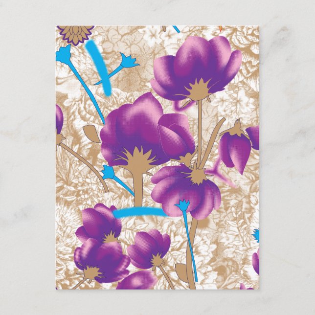Vibrant floral pattern featuring purple and blue f enclosure card (Front)