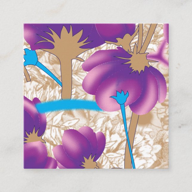 Vibrant floral pattern featuring purple and blue f enclosure card (Front)