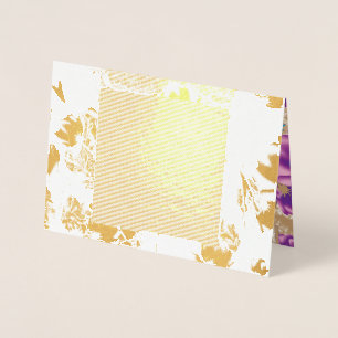 Vibrant floral pattern featuring purple and blue f foil card