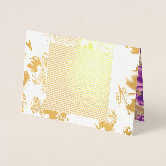 Vibrant floral pattern featuring purple and blue f foil card (Front)