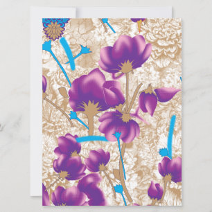 Vibrant floral pattern featuring purple and blue f holiday card