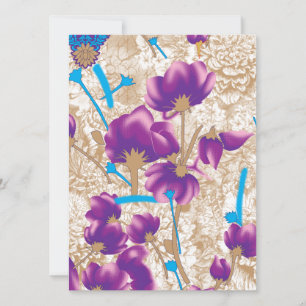 Vibrant floral pattern featuring purple and blue f holiday card