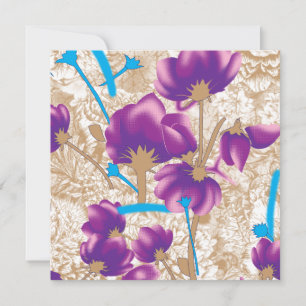 Vibrant floral pattern featuring purple and blue f invitation