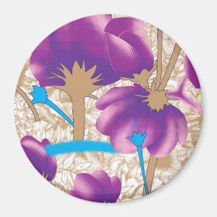 Vibrant floral pattern featuring purple and blue f magnet