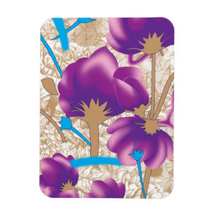 Vibrant floral pattern featuring purple and blue f magnet