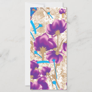 Vibrant floral pattern featuring purple and blue f magnetic invitation