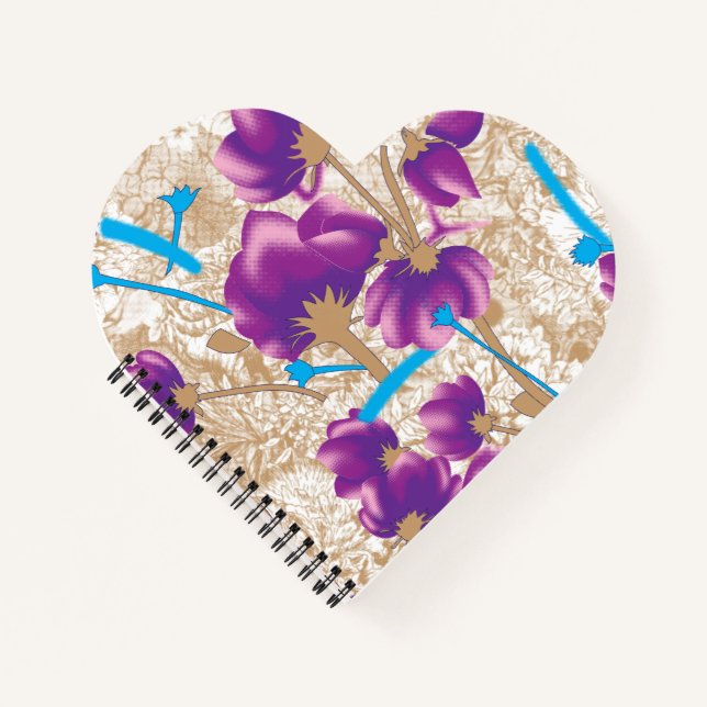 Vibrant floral pattern featuring purple and blue f notebook (Front)