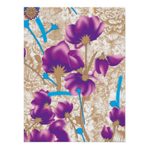 Vibrant floral pattern featuring purple and blue f poster