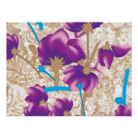 Vibrant floral pattern featuring purple and blue f