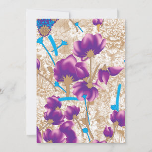 Vibrant floral pattern featuring purple and blue f thank you card
