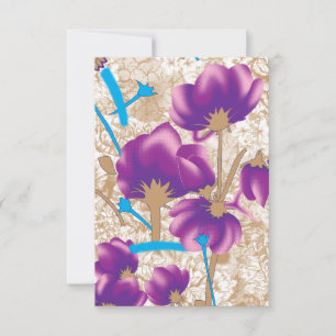 Vibrant floral pattern featuring purple and blue f thank you card