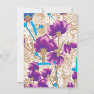 Vibrant floral pattern featuring purple and blue f thank you card
