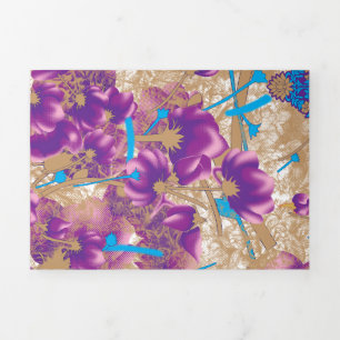 Vibrant floral pattern featuring purple and blue f Tri-Fold announcement
