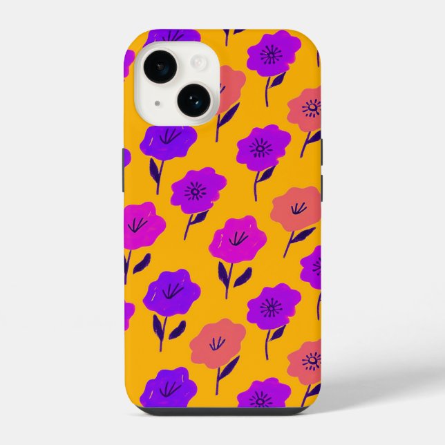 Vibrant Floral Pattern iPhone Case (Back)