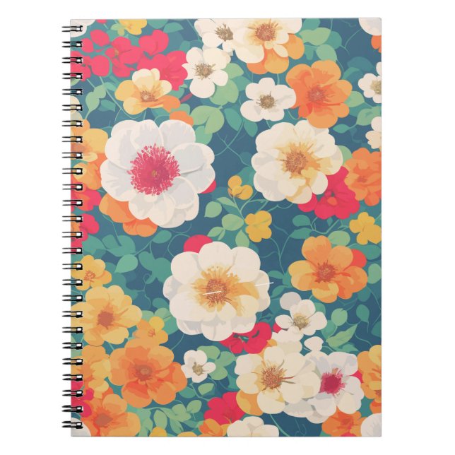 Vibrant Floral Pattern Notebook (Front)