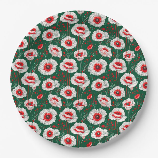 Vibrant floral pattern paper plate (Front)