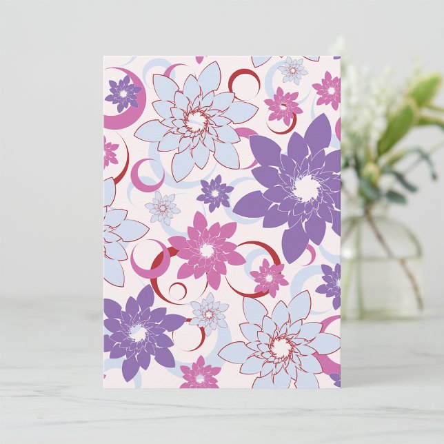 Vibrant Floral Pattern Purple Pink Blue Flowers  Invitation (Creator Uploaded)