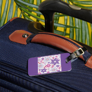 Vibrant Floral Pattern Purple Pink Blue Flowers Luggage Tag