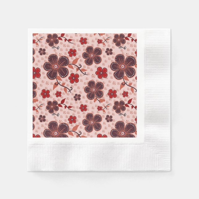 Vibrant Floral Pattern with Colourful Flowers Napkin (Front)
